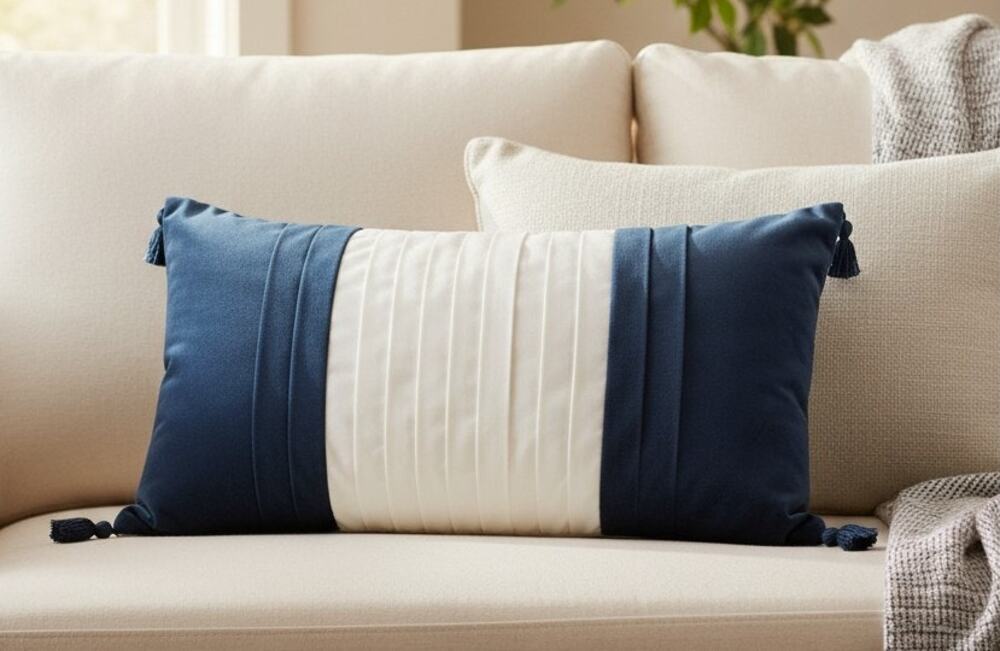 South Shore Fine Linens Accent Throw Pillows Gray and Blue Lot of 2 17x11x5